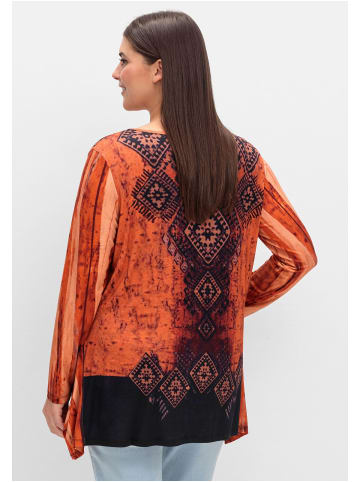 sheego Langarmshirt in schwarz gemustert