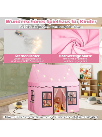 COSTWAY Spielhaus mit Sternenlichtern in Rosa