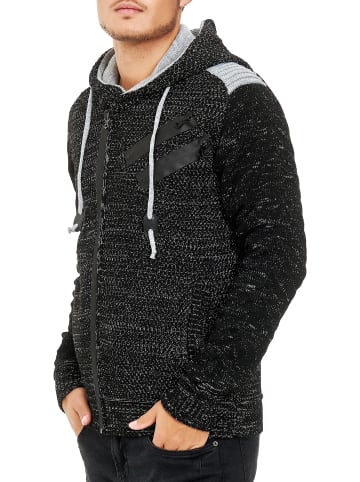 Rusty Neal Full Zip Grobstrick Kapuzen-Strick-Jacke in Schwarz