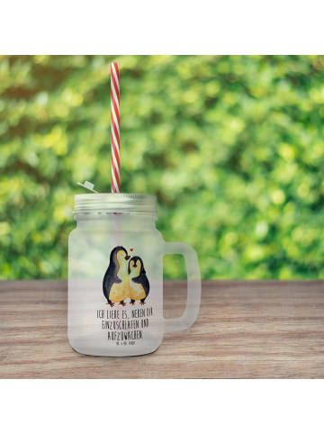 Mr. & Mrs. Panda Limonadenglas Pinguine Einschlafen mit Spruch in Transparent