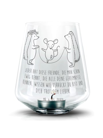 Mr. & Mrs. Panda Gravur Glas Igel Seilhüpfen mit Spruch in Transparent