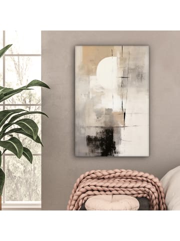 MuchoWow Poster mit Leiste Abstrakte Kunst weiß schwarz  (BxH)