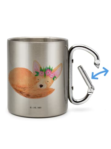 Mr. & Mrs. Panda Becher Wüstenfuchs Blumen ohne Spruch in Silber