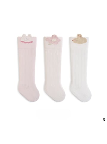 MUNADUNA 3er-Set 'Hase und Blumen' Baby-Hochsocken B