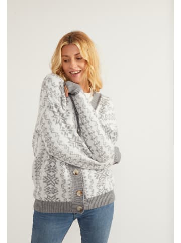 usha BLUE LABEL Oversize Cardigan in Grau Weiss