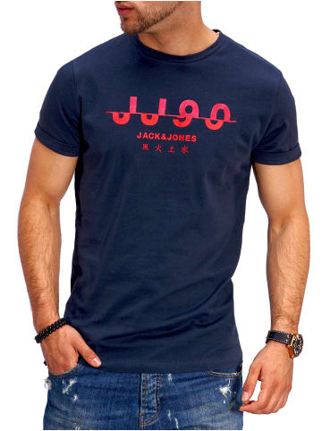 Jack & Jones T-Shirt - JJJOR90TEE mit Print O-Neck in Navy