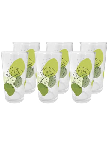 Geda Labels Trinkglas 6er Set Blätter in Grün - 230 ml