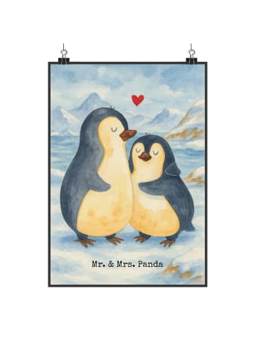 Mr. & Mrs. Panda Bild Pinguin umarmen Design ohne Spruch in Weiß