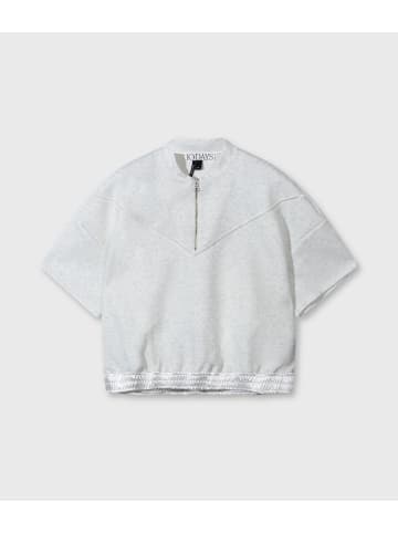 10Days Relaxed Fit Polo Sweater aus Neoprenfleece in White Melee