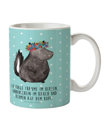 Mr. & Mrs. Panda Kaffeetasse Stinktier mit Spruch in Türkis Pastell