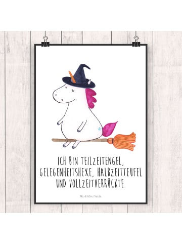 Mr. & Mrs. Panda Poster Einhorn Hexe mit Spruch in Weiß