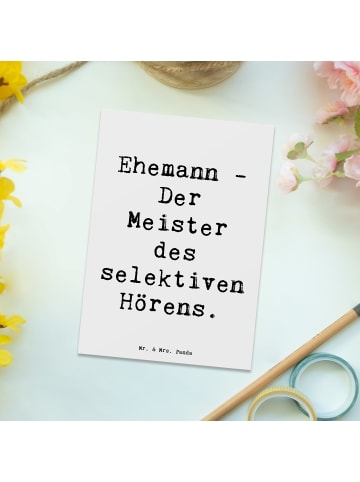 Mr. & Mrs. Panda Grußkarte Spruch Ehemann Meister mit Spruch in Weiß