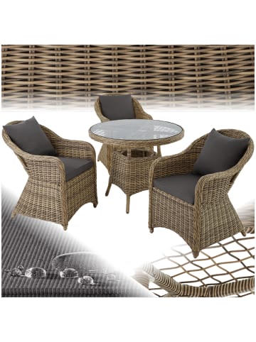 tectake Aluminium Rattan Gartenlounge für 3 Personen, Stühle vormontiert