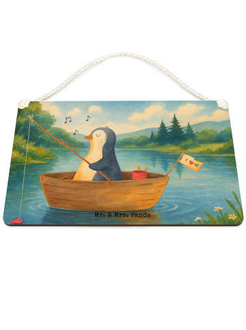 Mr. & Mrs. Panda Deko Schild Pinguin Angelboot Design ohne Spruch in Weiß