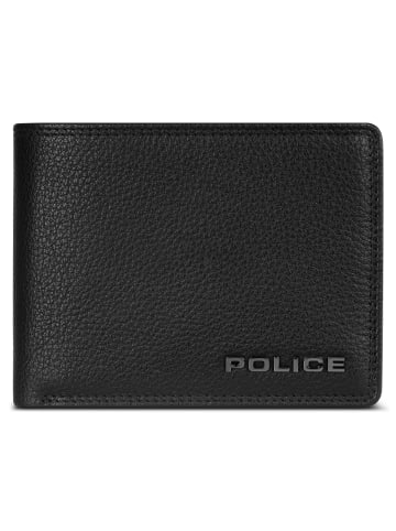 Police Geldbörse RFID Leder 12 cm ausklappbar mit Reißverschlussfach in black