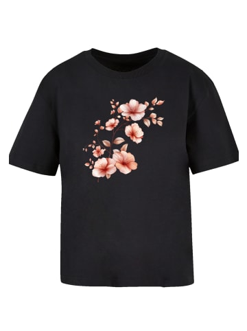 F4NT4STIC Tee Rosa Blumenzweig 3D in schwarz