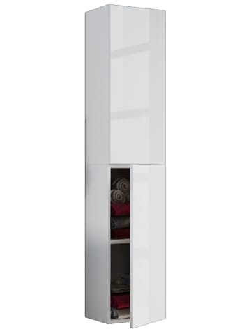 VCM  Holz Badmöbel Bad Hochschrank Badschrank Lendas in Weiß