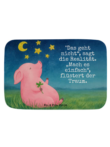Mr. & Mrs. Panda Badematte Schwein Glück Design mit Spruch in Weiß