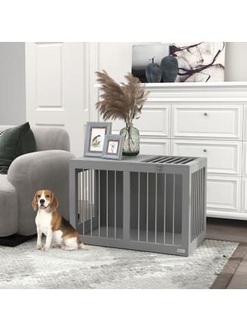 Pawhut Hundekäfig Grau 80L x 50B x 56,5H cm