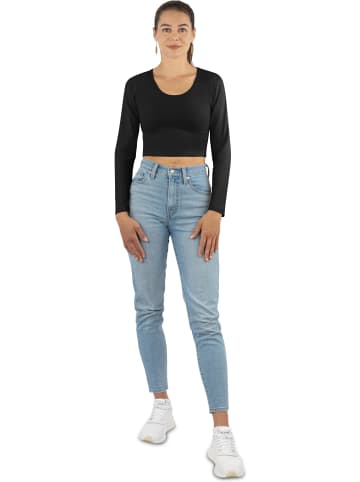Janice 2 x Damen crop Langarmshirt Nerja in Schwarz