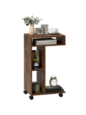 HOMCOM Beistelltisch-40L x 30B x 69H cm-Rustikal-Braun