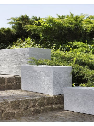 Beliani Outdoor Blumentopf MYRA in Weiß - (W) 60 x (H) 30 x (L) 29 cm