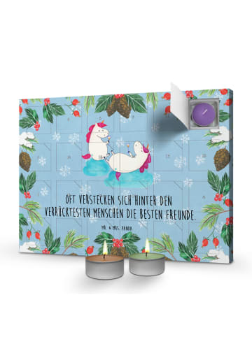 Mr. & Mrs. Panda Duftkerzen Adventskalender Einhorn Sekt mit Spruch in Eisblau