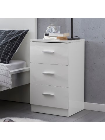 KADIMA DESIGN Hochglanz Nachtkonsole für Luxus Schlafzimmer, 3 Schubladen