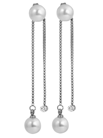 Adeliás Damen Ohrringe – Ohrstecker aus Edelstahl mit Perle in silber
