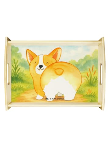 Mr. & Mrs. Panda Serviertablett Corgi Po Design ohne Spruch in Weiß