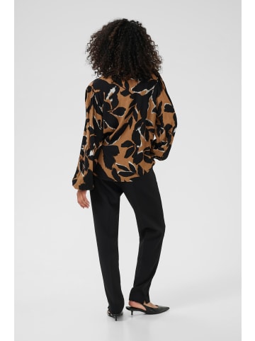 Kaffe Langarm-Bluse KAbeate Regular fit in Toasted Coconut/Black Flower