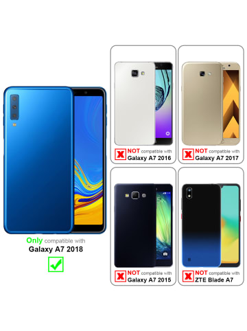 cadorabo Hülle für Samsung Galaxy A7 2018 Blumen Design in FLORAL BLAU