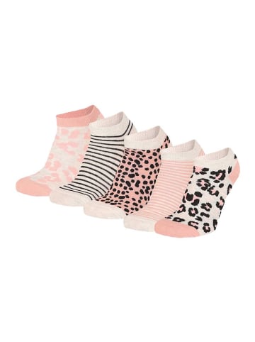Yuhu Mädchen Sneaker-Socken 5er Pack mit Tiergesichtern Motivsocken in Rosa