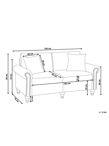 Beliani 3-Sitzer Sofa OTRA in Grau/Braun - (W) 195 x (H) 84 x (L) 76 cm