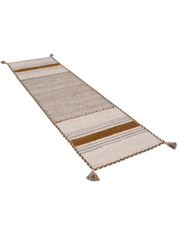 Pergamon Läufer Natur Teppich Kelim Navarro in Curry