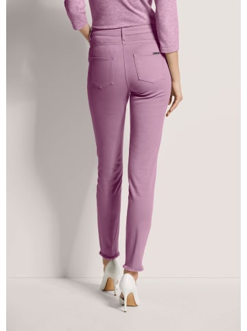 MADELEINE Mid Waist Skinny-Hose mit Fransen in malve