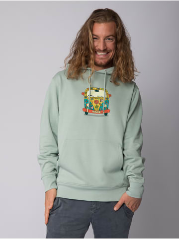 wat? Apparel Sweatshirt Hippies Bus in Aloe