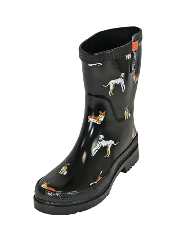 Regenliebe Gummistiefel Waldi Halbschaft mit Hunde Motiv in schwarz