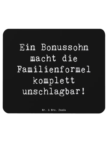 Mr. & Mrs. Panda Mauspad Unschlagbarer Bonussohn mit Spruch in Schwarz