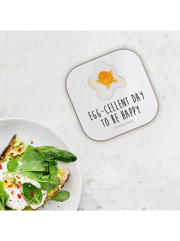 Mr. & Mrs. Panda Untersetzer für Gläser Spiegelei Ei mit Spruch in Weiß