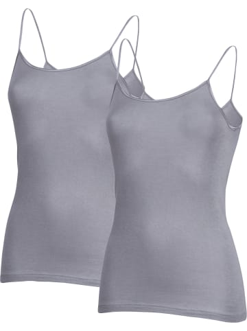 Erwin Müller Feinripp Unterhemd mit Spaghettiträgern 2er-Pack in grau