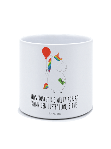 Mr. & Mrs. Panda Blumenübertopf Einhorn Luftballon mit Spruch in Weiß