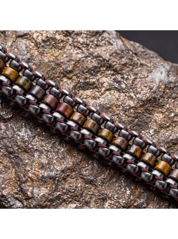 Holzkern Herrenarmband Edelstahl Offroad Bronzit/Grau Braun