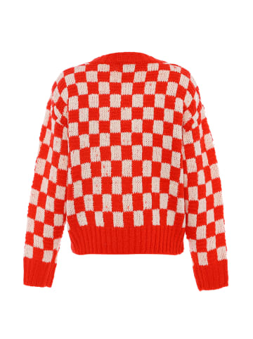 myMo Women Sweater in Weiss Rot Kariert