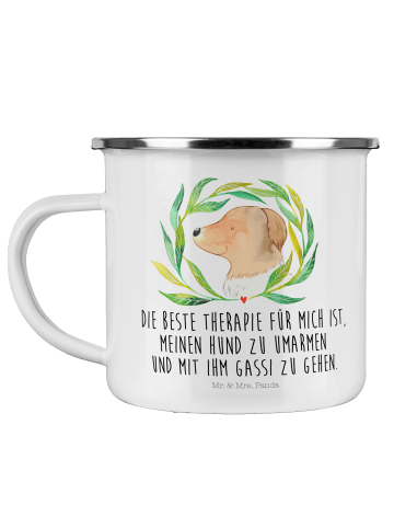 Mr. & Mrs. Panda Kaffeebecher Hund Blumen mit Spruch in Weiß