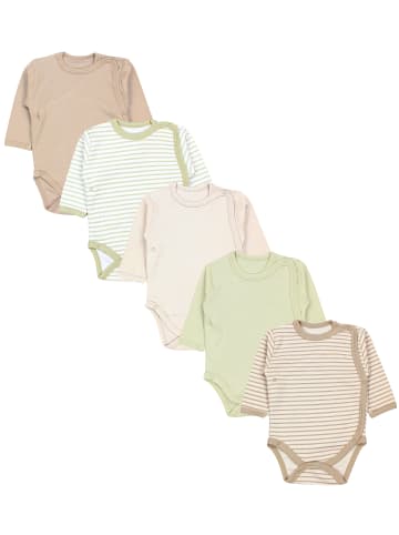 TupTam Baby Langarm Wickelbody im 5er Set in grün/beige