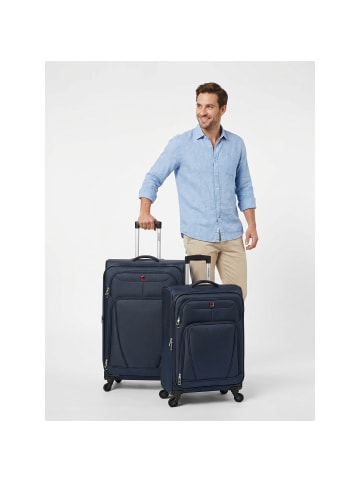 Wenger Beaumont 4-Rollen Kofferset M+L mit Dehnfalte navy