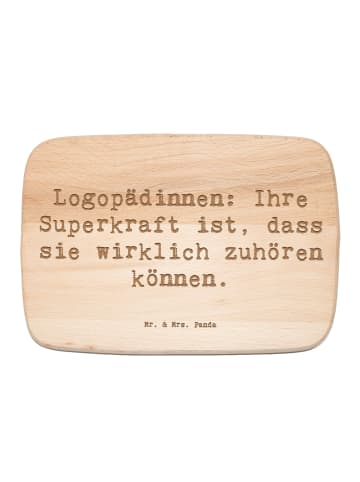 Mr. & Mrs. Panda Frühstücksbrett Spruch Logopädin Superkraft mit... in Transparent
