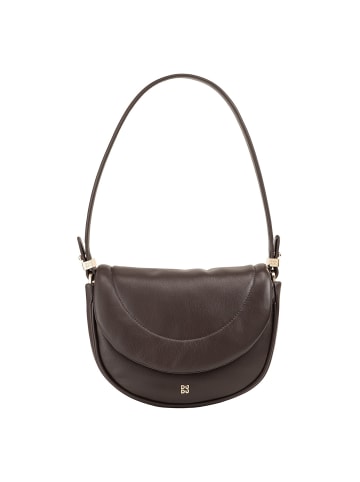 DuDu Schultertasche Leder 22 cm in coffee brown