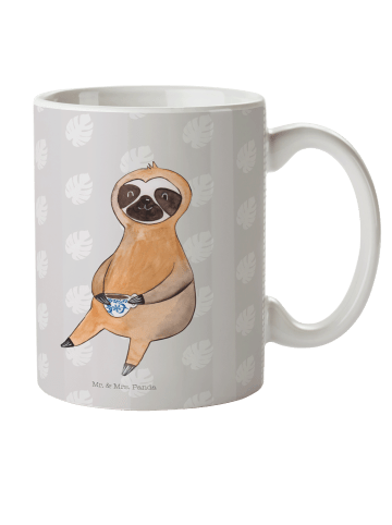 Mr. & Mrs. Panda Kindertasse Faultier Kaffee ohne Spruch in Grau Pastell